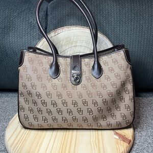 Dooney & Bourke Signature Brown Monogram Shoulder Tote Bag Purse